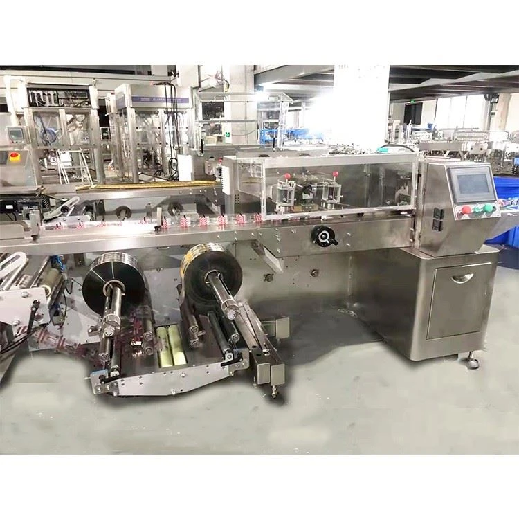 bottom dual film roll flow pack machine packaging machinery automatic manufacturing